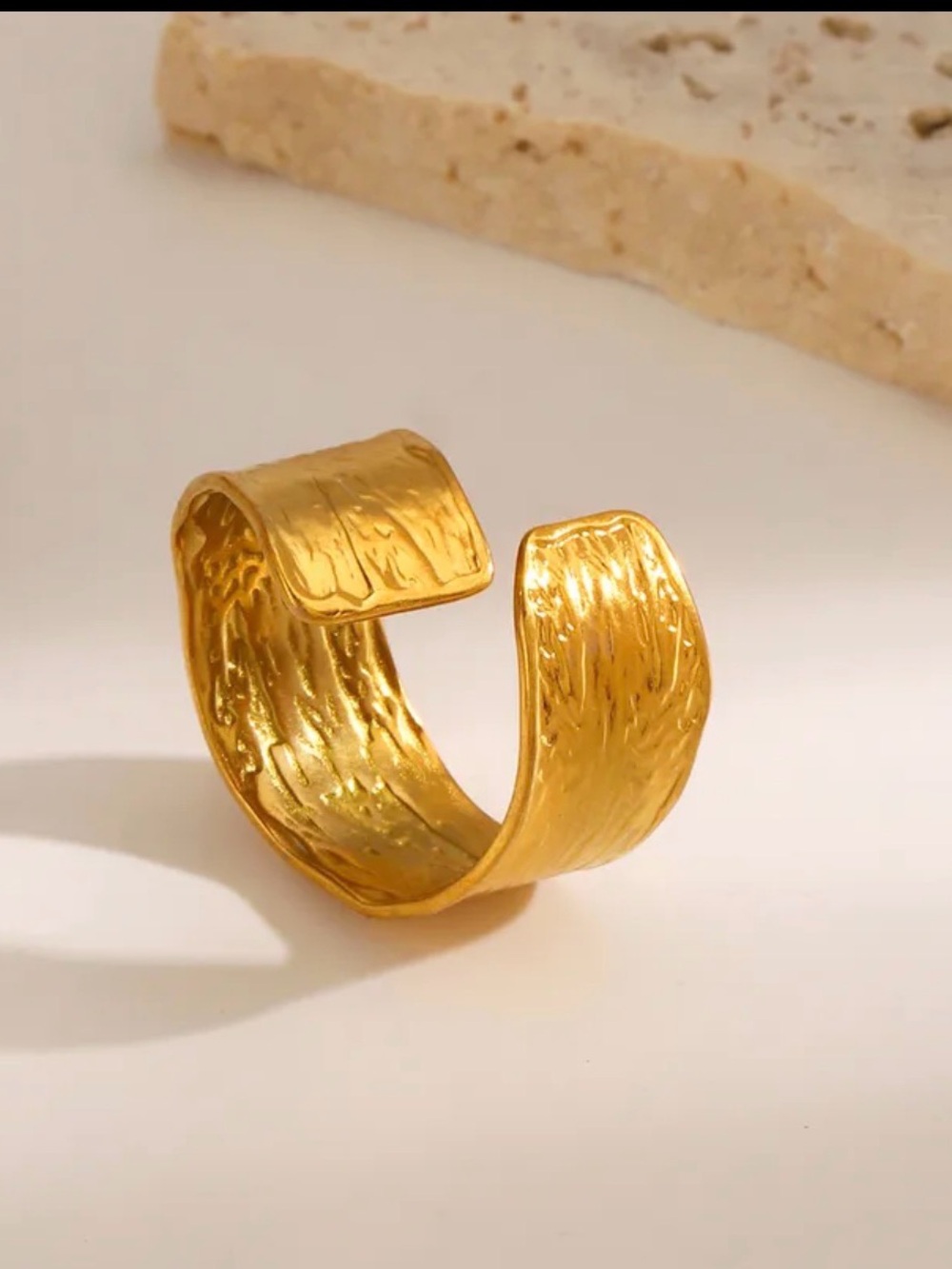 Textured Gold Open Cuff Bracelet for Women